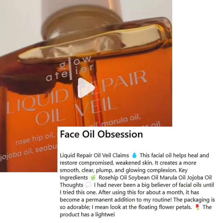 liquid repair oil veil review glow atelier facial oils best acvne prone skin dry skin sensitive skin 1