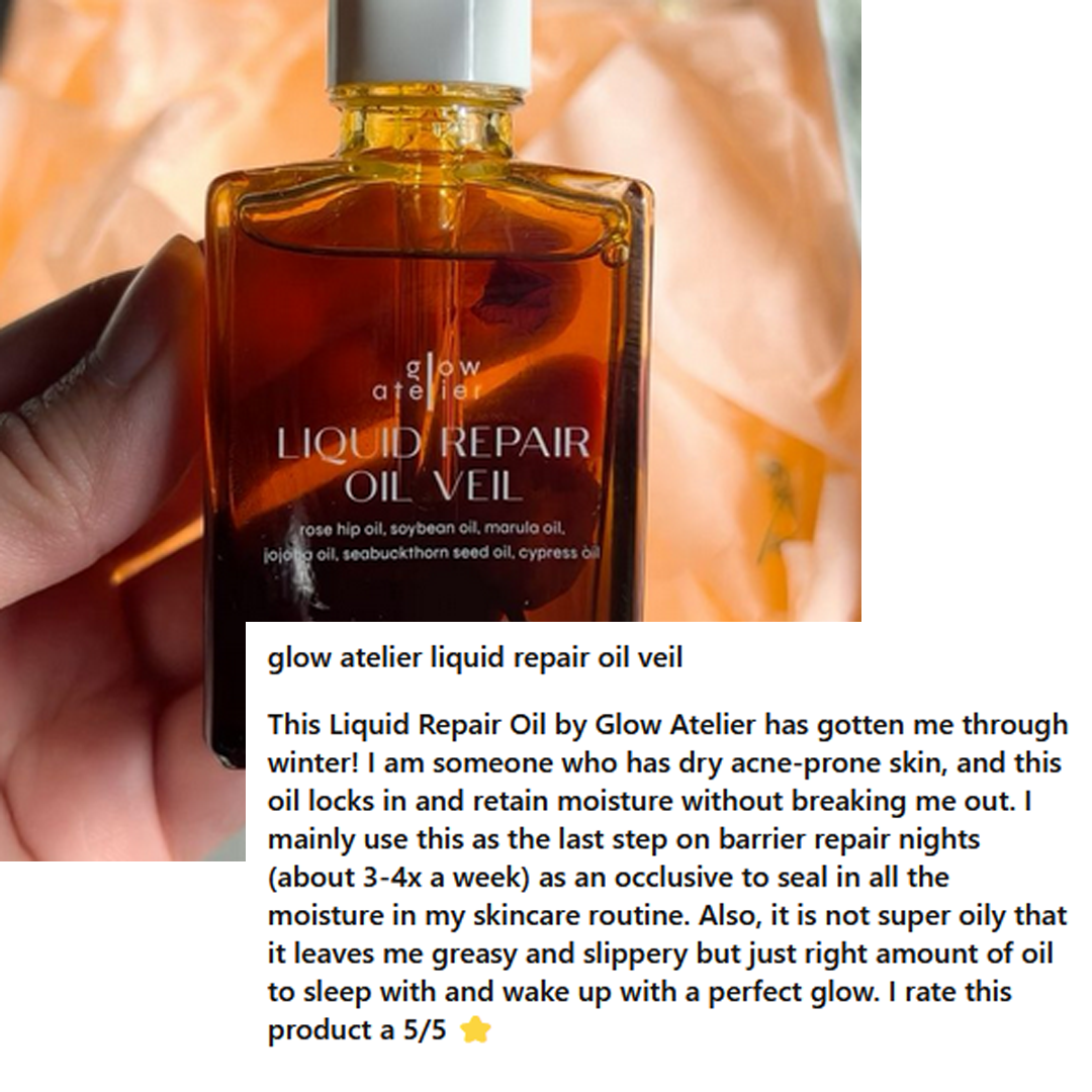 liquid repair oil veil review glow atelier facial oils best acvne prone skin dry skin sensitive skin 4